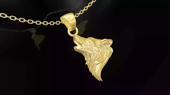 Wolf Head Pendant Jewelry Gold
