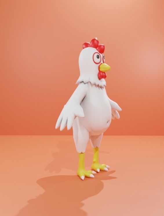 Cartoon 3D Chicken  Model Low-poly 3D model_3