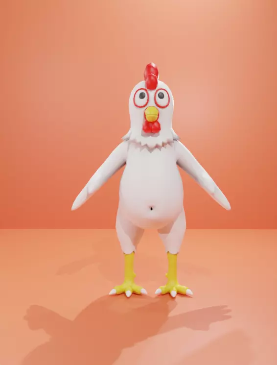 Cartoon 3D Chicken  Model Low-poly 3D model_0