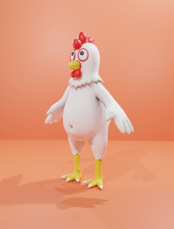 Cartoon 3D Chicken  Model Low-poly 3D model_1
