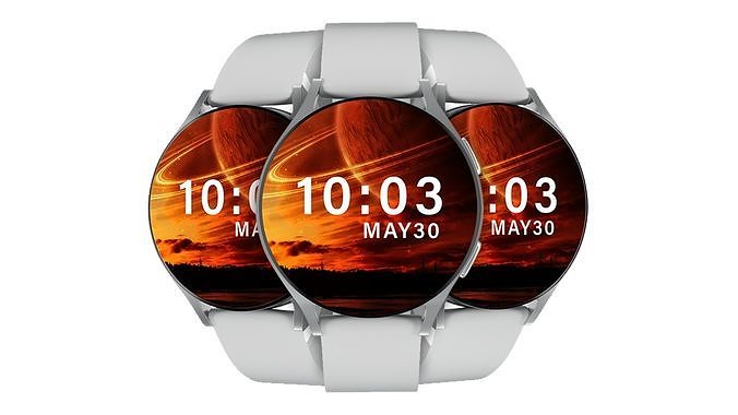 Brand D Smart watch Silver Color Low-poly 3D model