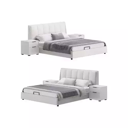 Gray Wingback Upholstered Headboard Bed