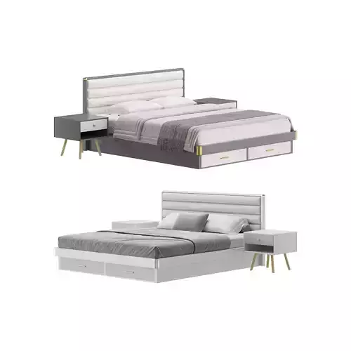 Grey Rectangular Headboard Standard Bed