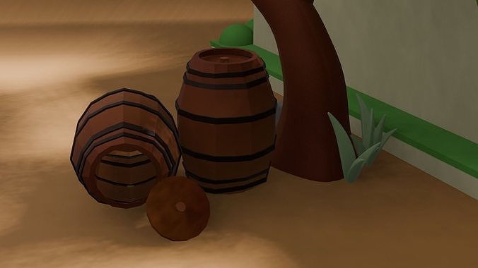 Lowpoly Barrel 3d model Low-poly 3D model