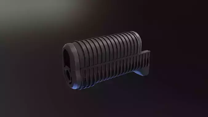 AKS 74U Ribbed Polymer Handguard Low-poly 3D model