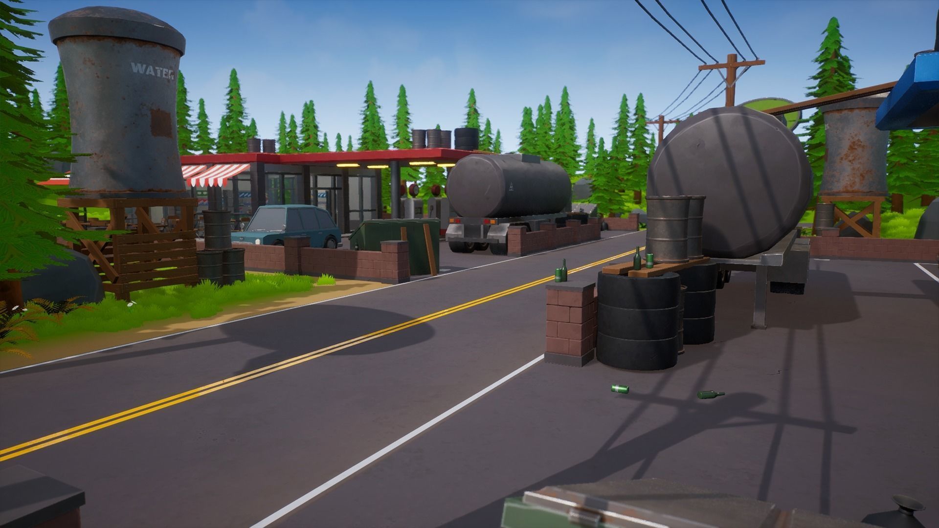 Stylized Low Poly FPS Map 2 - Gas Station Low-poly 3D model_3