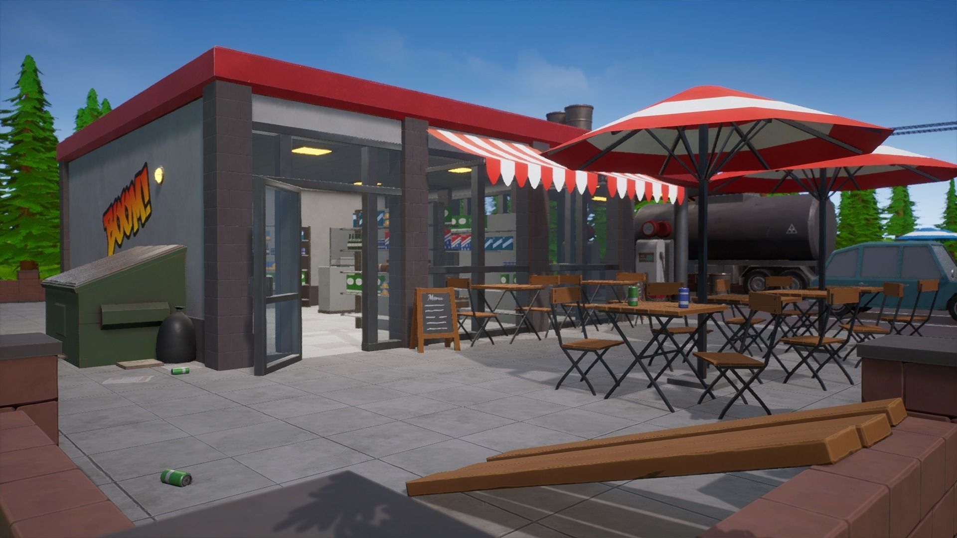 Stylized Low Poly FPS Map 2 - Gas Station Low-poly 3D model_5