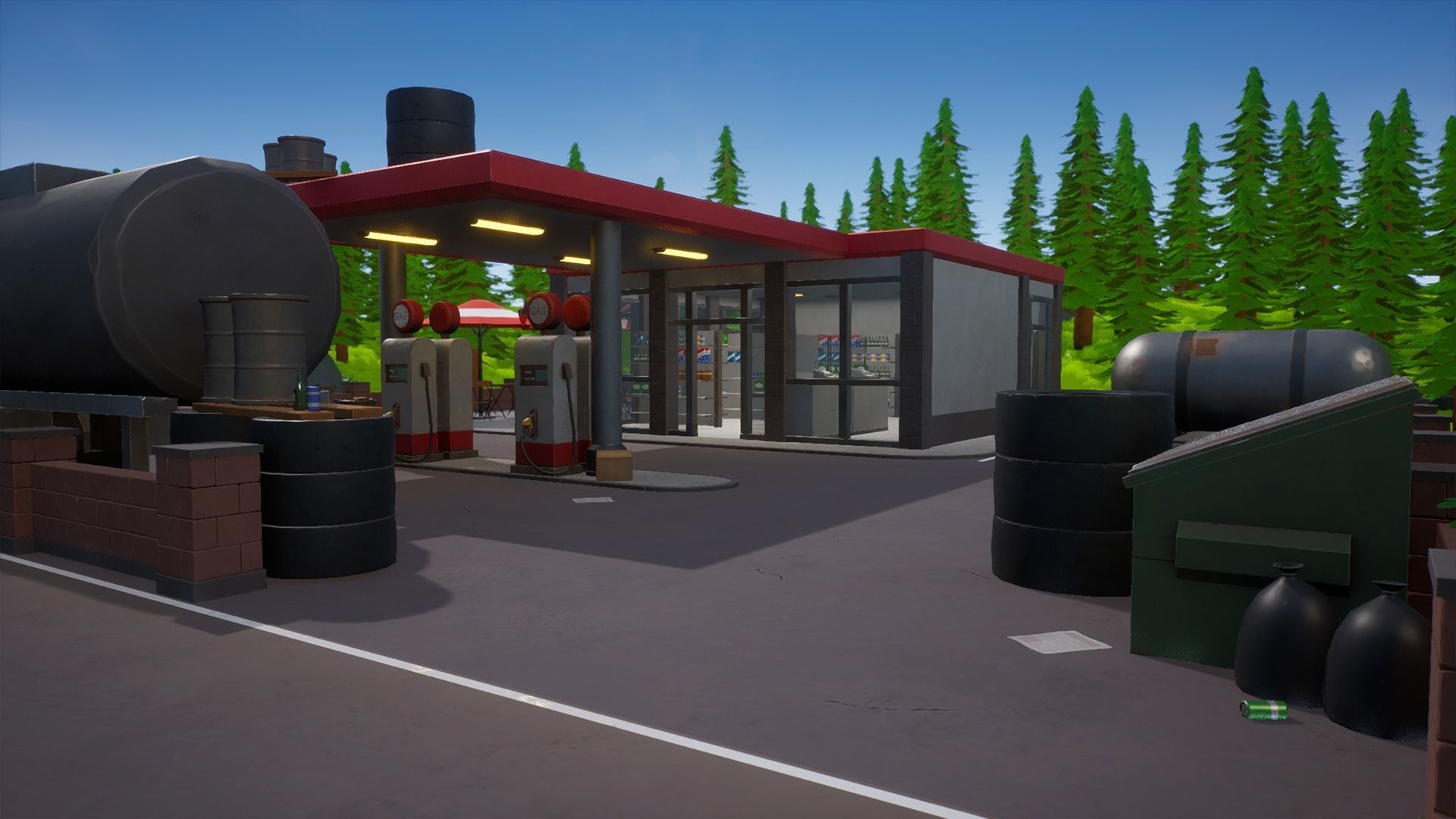 Stylized Low Poly FPS Map 2 - Gas Station Low-poly 3D model_4