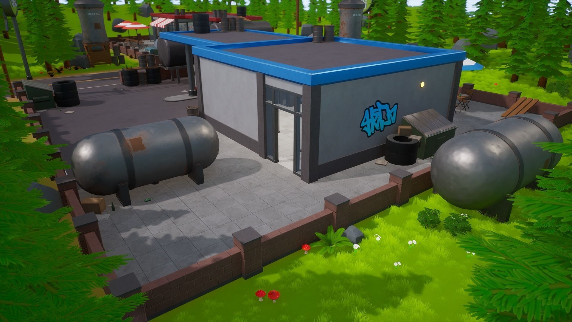 Stylized Low Poly FPS Map 2 - Gas Station Low-poly 3D model_1