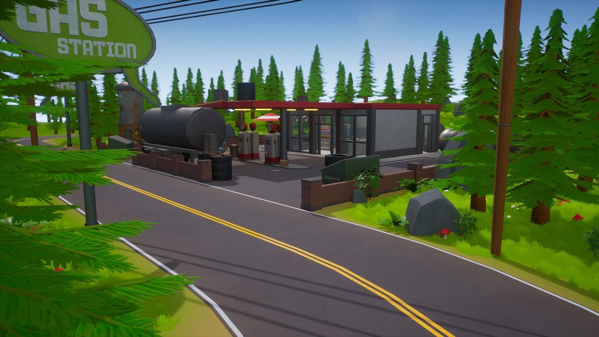 Stylized Low Poly FPS Map 2 - Gas Station Low-poly 3D model_7