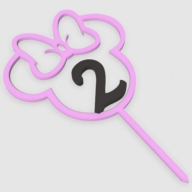 Minnie mouse Cake Toppers  manual color swap 1-6 years 3D print model_2