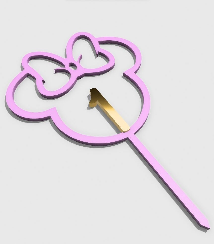 Minnie mouse Cake Toppers  manual color swap 1-6 years 3D print model_1