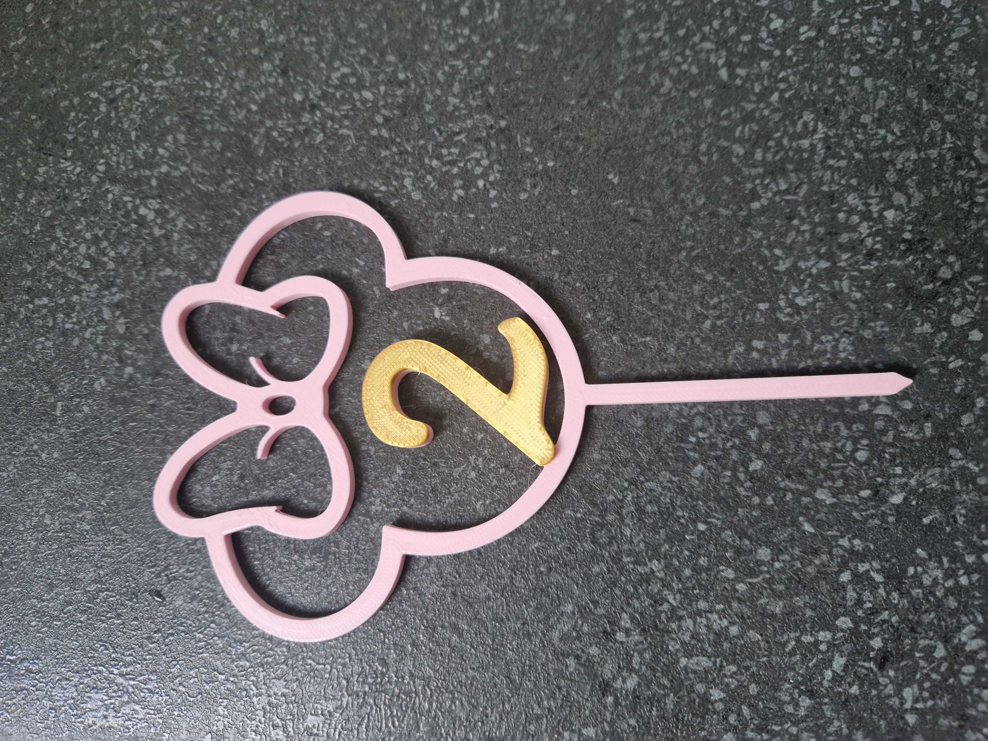 Minnie mouse Cake Toppers  manual color swap 1-6 years 3D print model_7