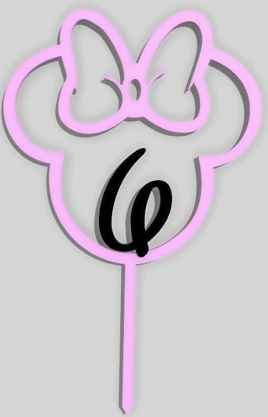 Minnie mouse Cake Toppers  manual color swap 1-6 years 3D print model_6