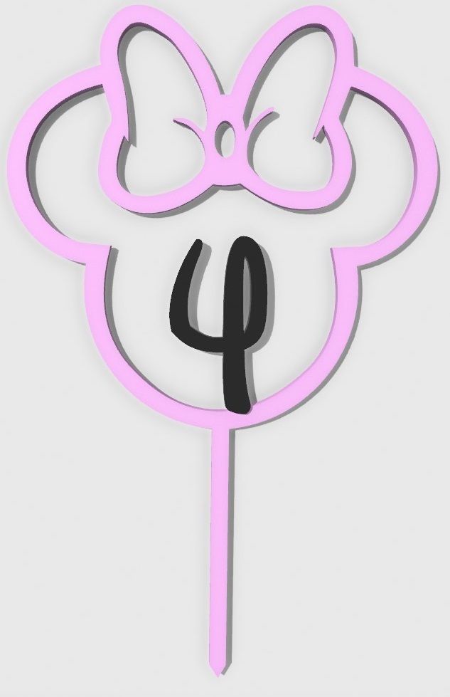 Minnie mouse Cake Toppers  manual color swap 1-6 years 3D print model_4