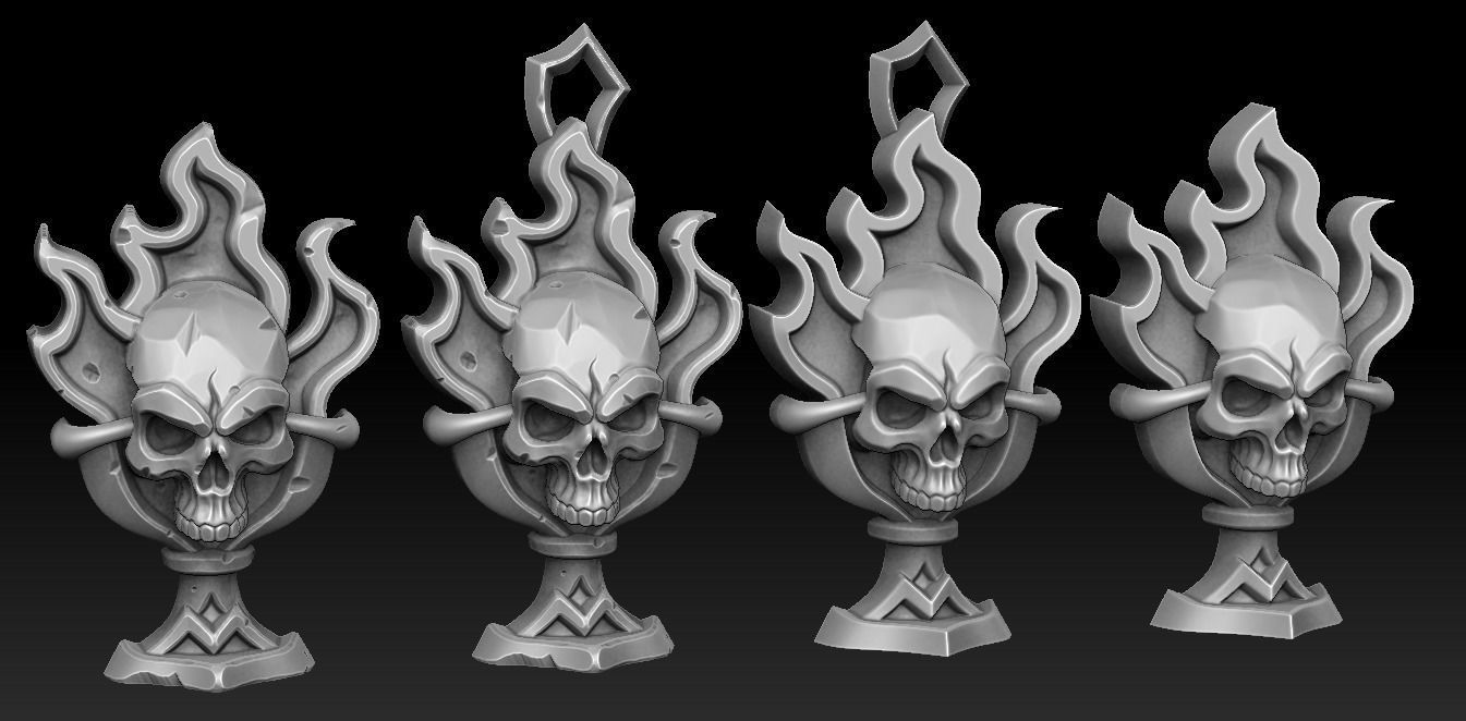 Skull cup 3d print keychain bas-relief 3D print model_2