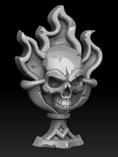 Skull cup 3d print keychain bas-relief