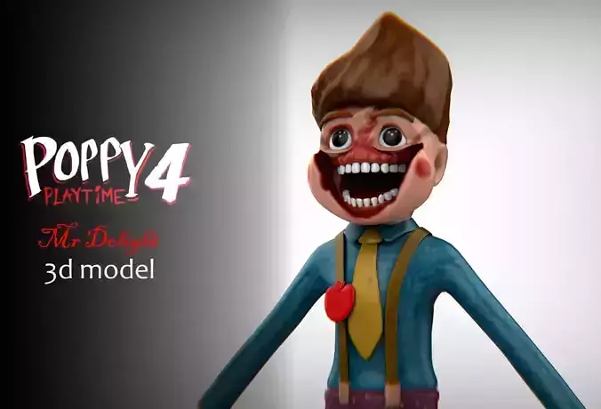 Mr Delight Poppy Play Time Ripped Zombie Face 3D Model Low-poly 3D model