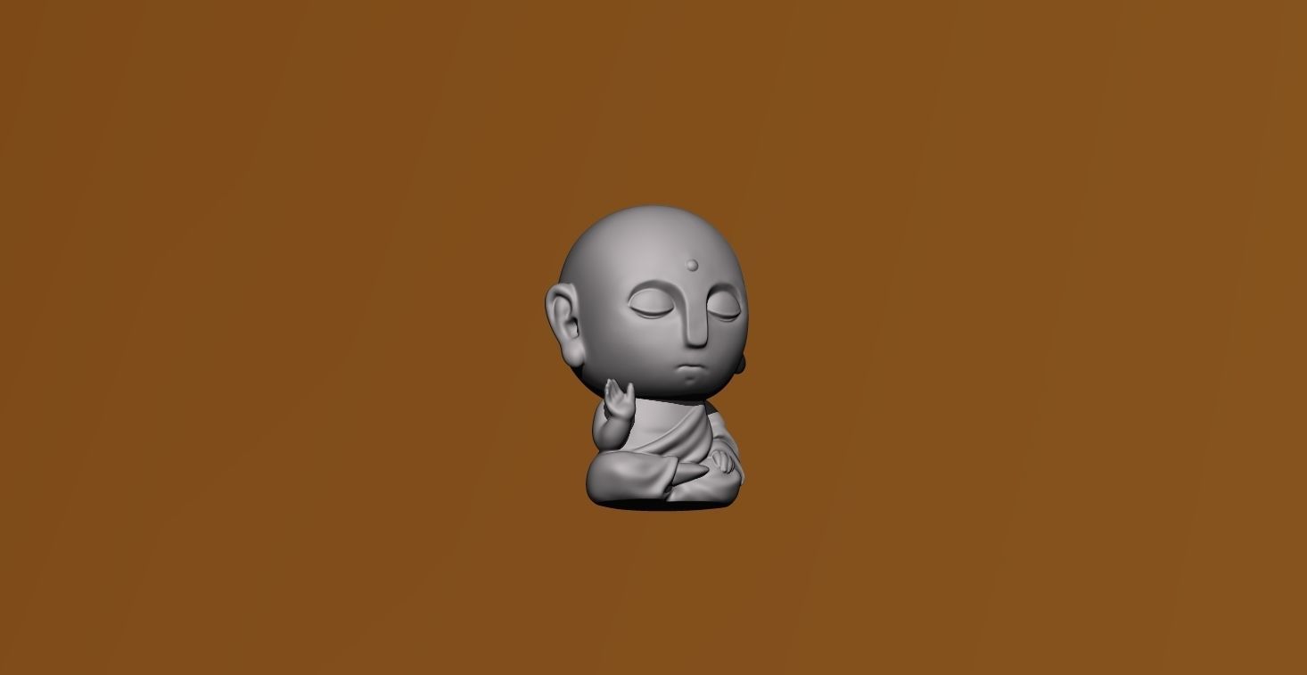 Baby Buddha little monk 3D print model_3
