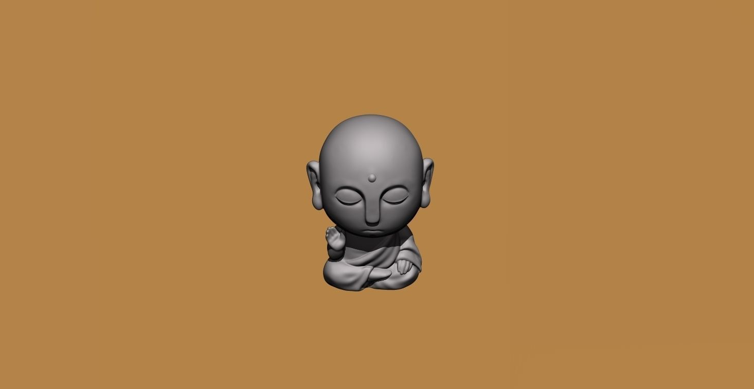 Baby Buddha little monk 3D print model_4