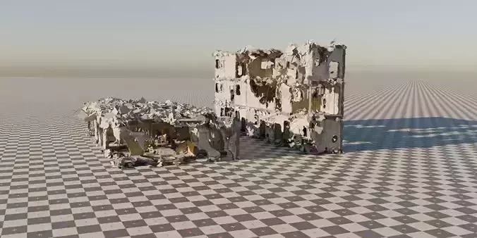 Procedural Destroyed building blender geometry nodes 3D model