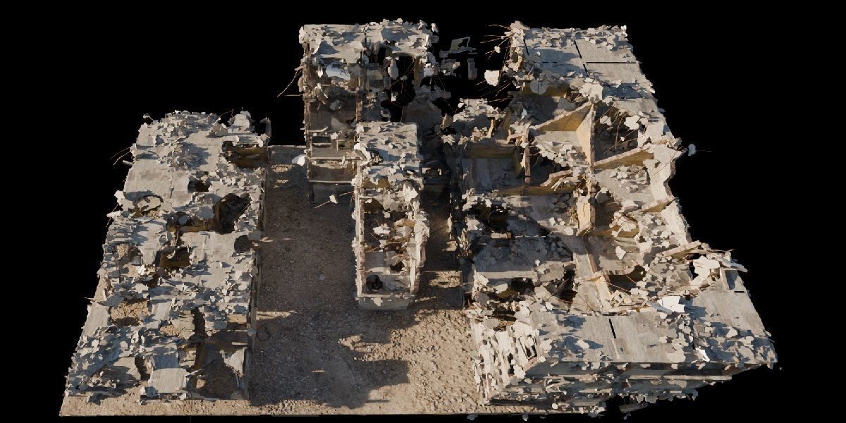 Procedural Destroyed building blender geometry nodes 3D model_4