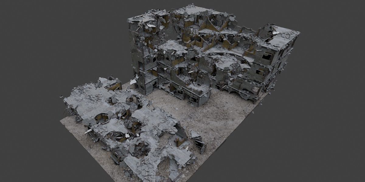 Procedural Destroyed building blender geometry nodes 3D model_6