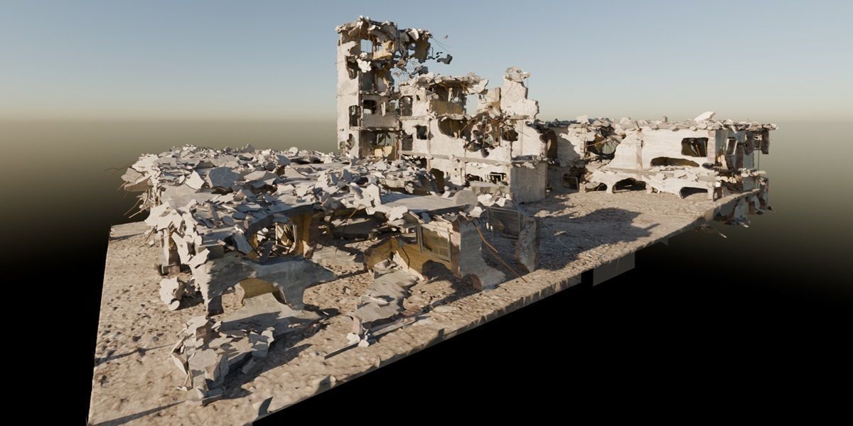 Procedural Destroyed building blender geometry nodes 3D model_3