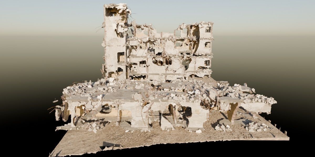 Procedural Destroyed building blender geometry nodes 3D model_5