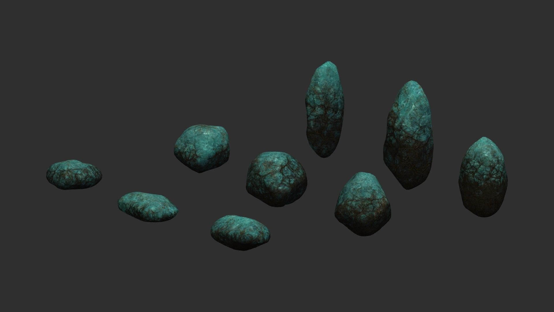 Assorted Boulders - Fantasy Low-poly 3D model_8