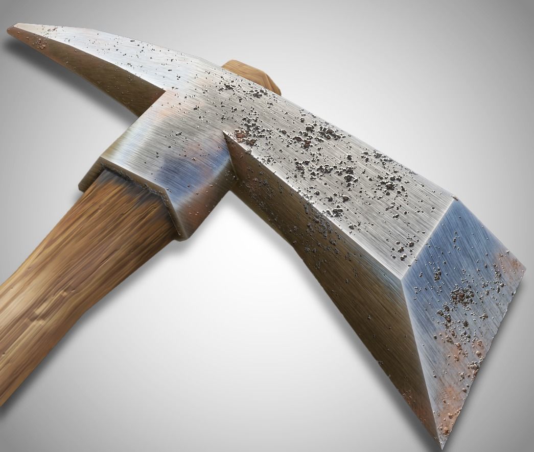 Pickaxe low poly 3D model Low-poly 3D model_3