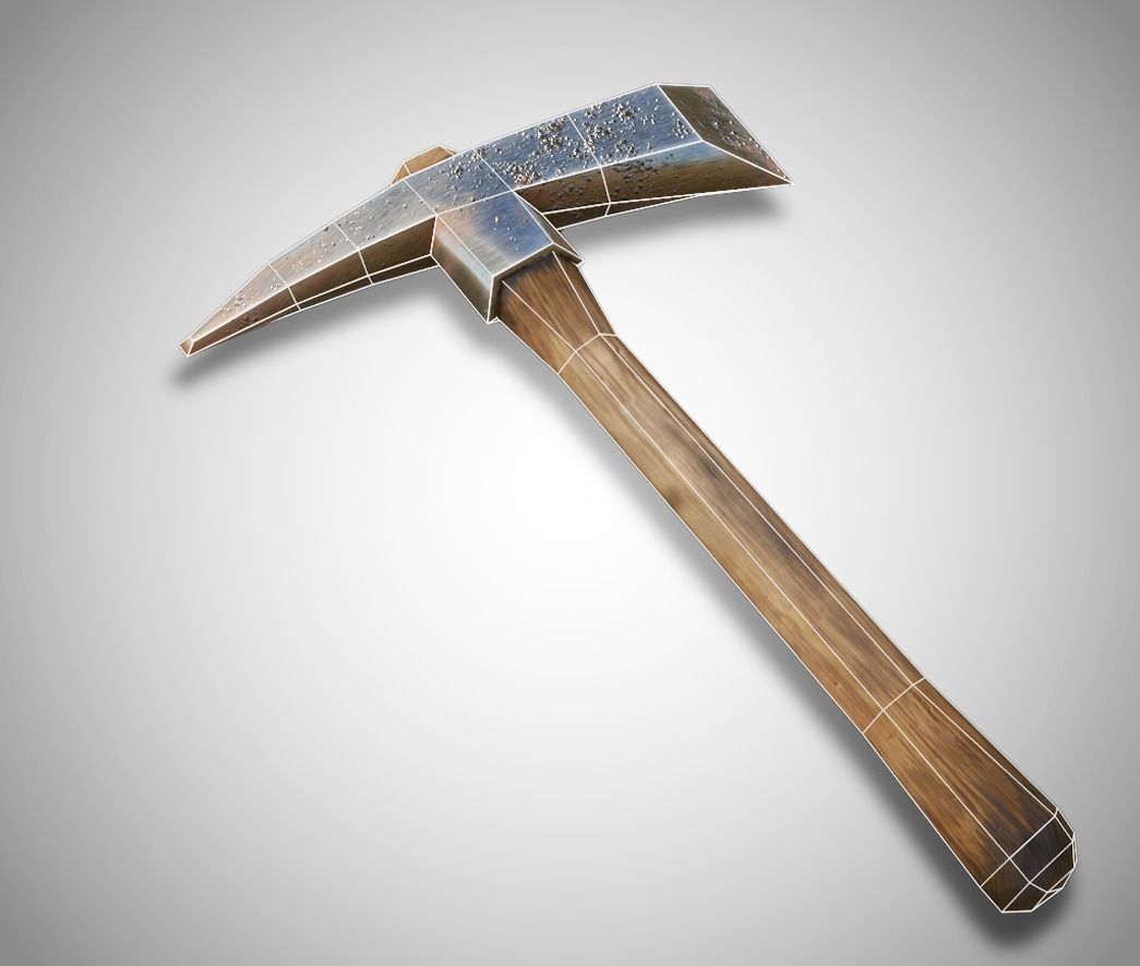 Pickaxe low poly 3D model Low-poly 3D model_2