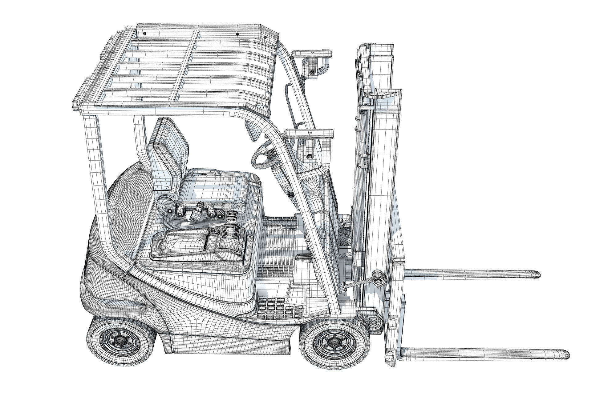 Electric Forklift 3D model_16