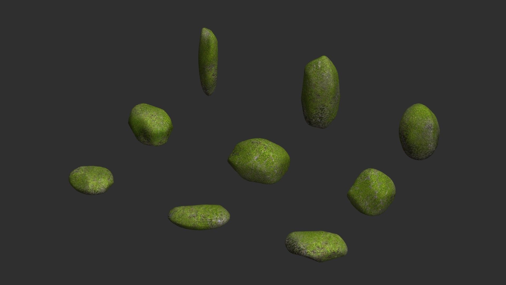 Assorted Boulders - Moss Low-poly 3D model_12