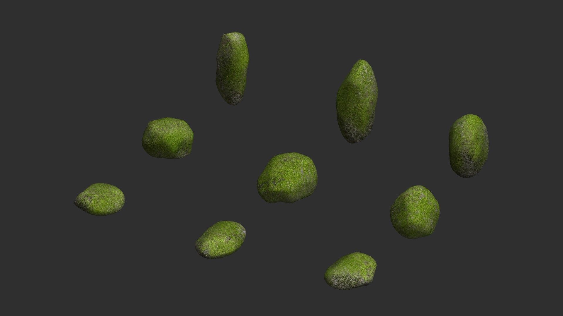 Assorted Boulders - Moss Low-poly 3D model_13