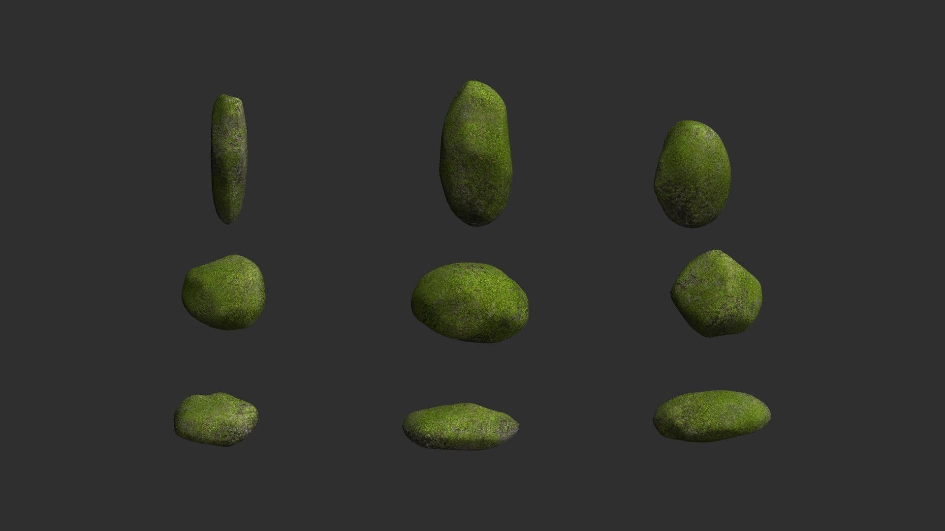 Assorted Boulders - Moss Low-poly 3D model_4