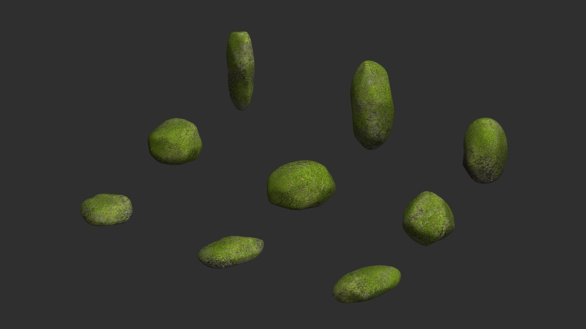 Assorted Boulders - Moss Low-poly 3D model_10