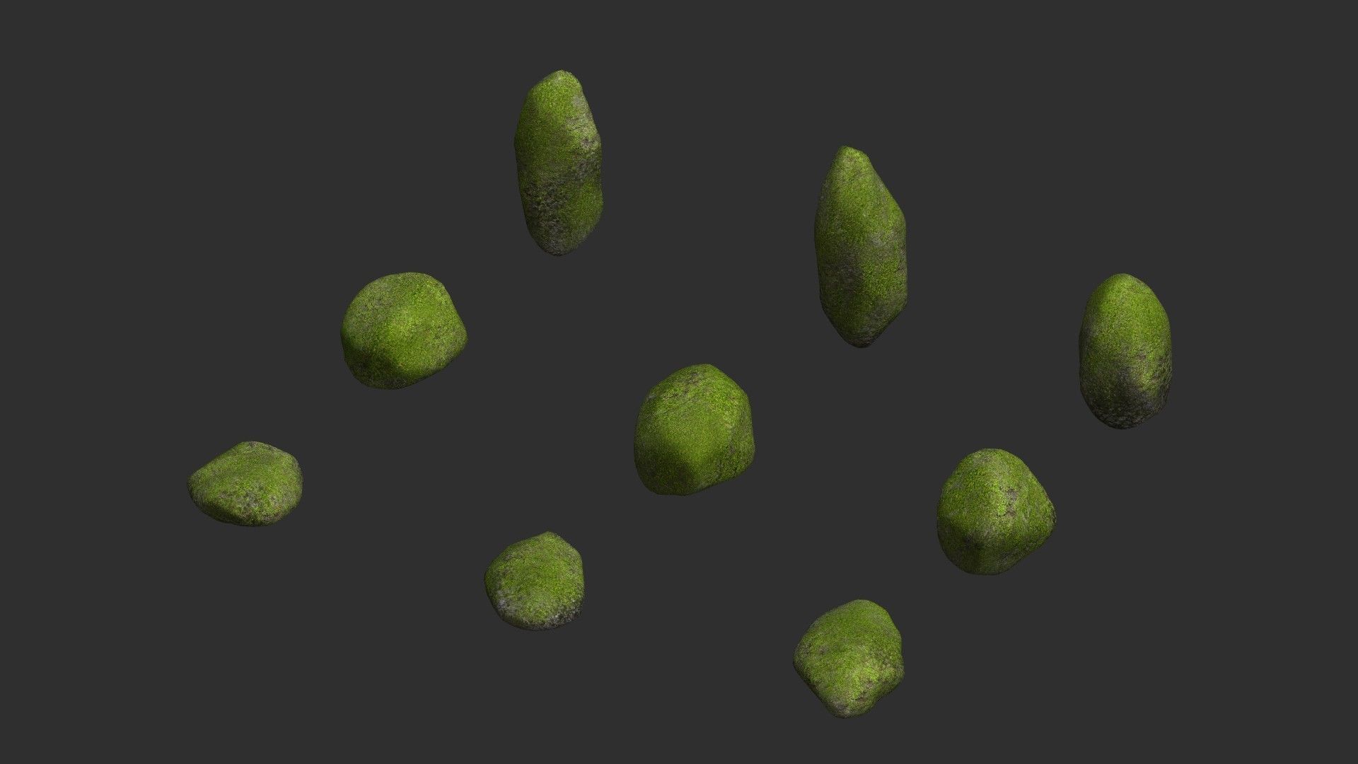 Assorted Boulders - Moss Low-poly 3D model_11
