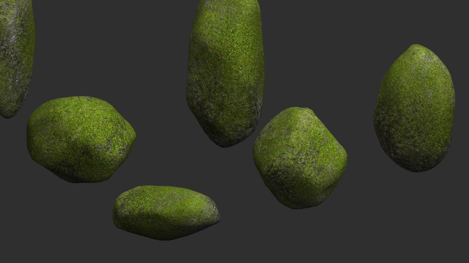 Assorted Boulders - Moss Low-poly 3D model_2