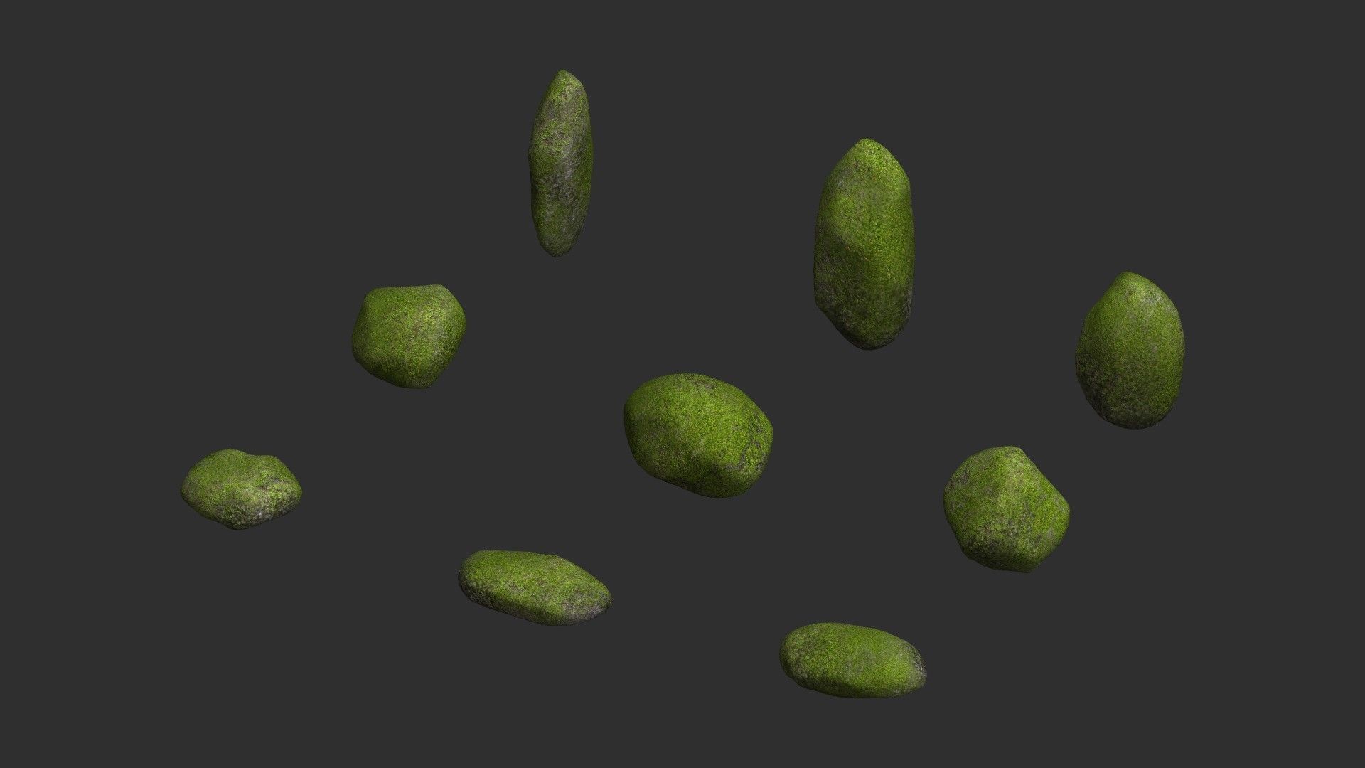 Assorted Boulders - Moss Low-poly 3D model_9
