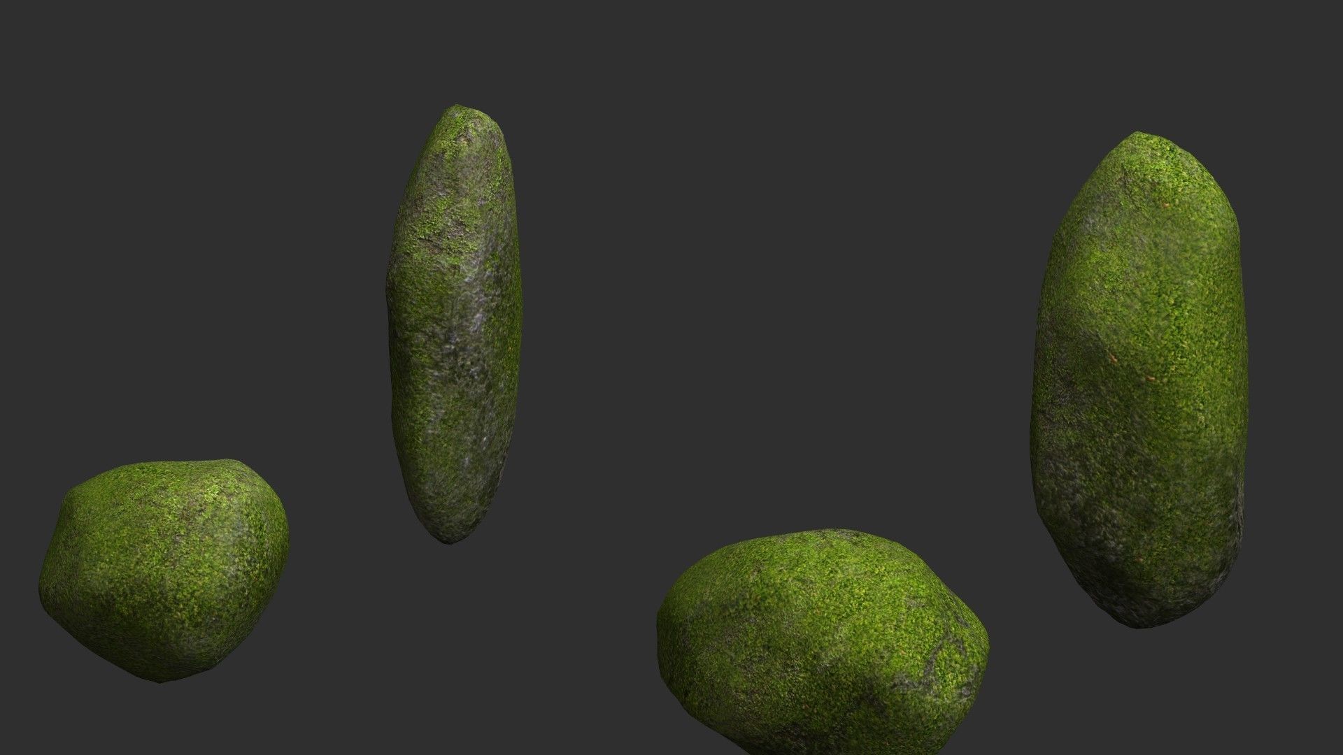 Assorted Boulders - Moss Low-poly 3D model_1