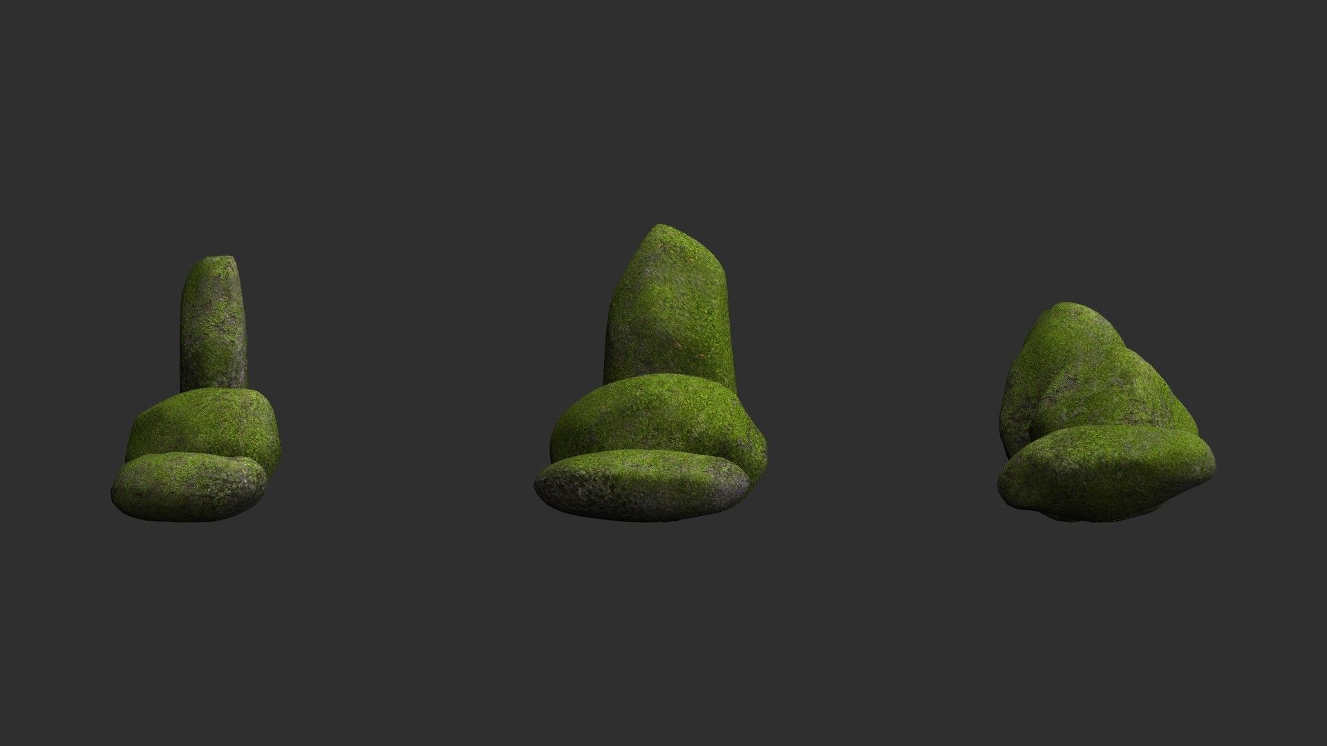 Assorted Boulders - Moss Low-poly 3D model_5