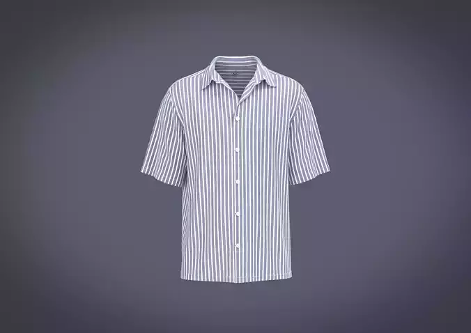 Mens Casual Short Sleeve Striped Shirt Regular Fit