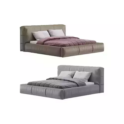 Icnoyotl suede fabric rectangular headboard modern bed I