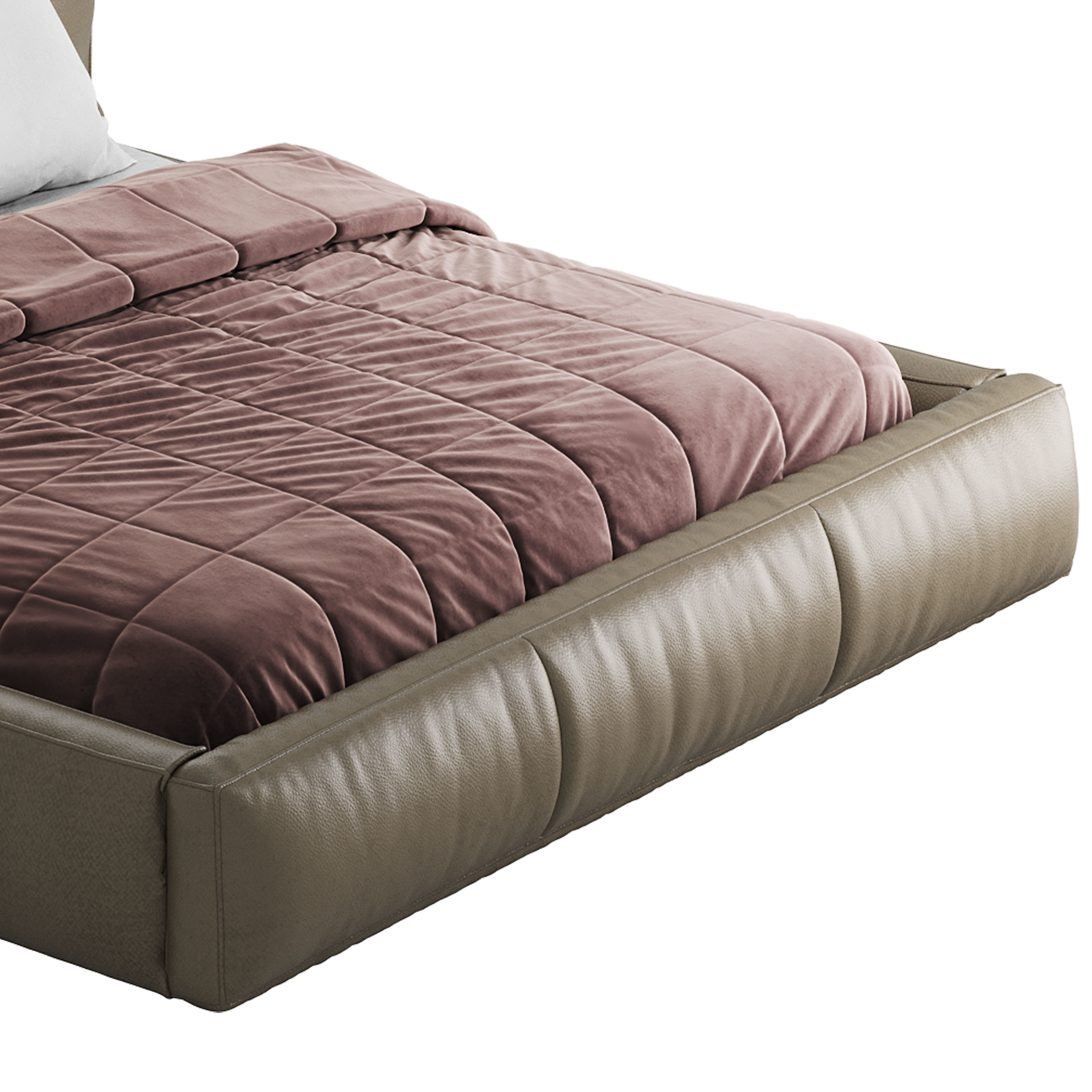 Icnoyotl suede fabric rectangular headboard modern bed I 3D model_15