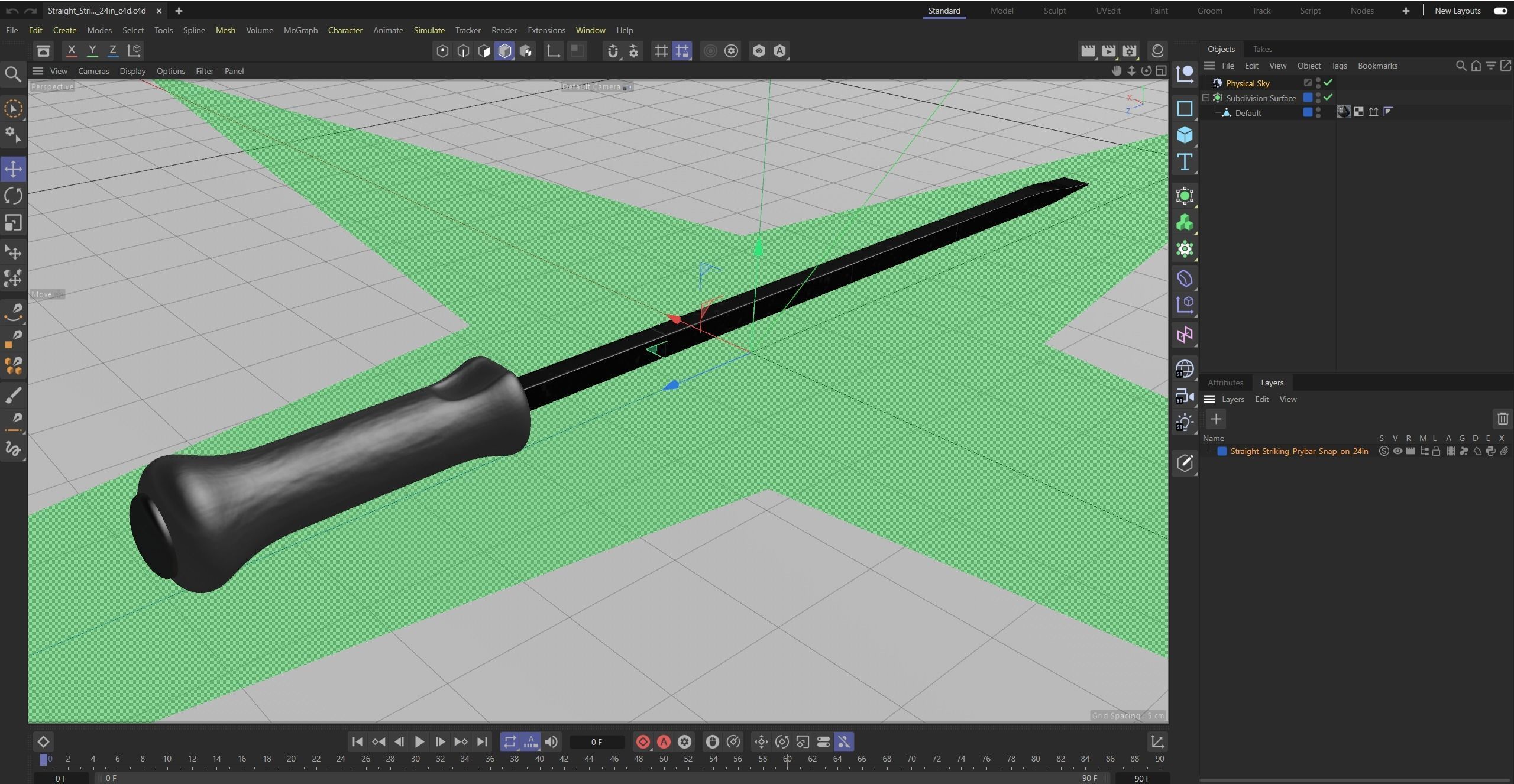 Straight Striking Prybar 24in Low-poly 3D model_29