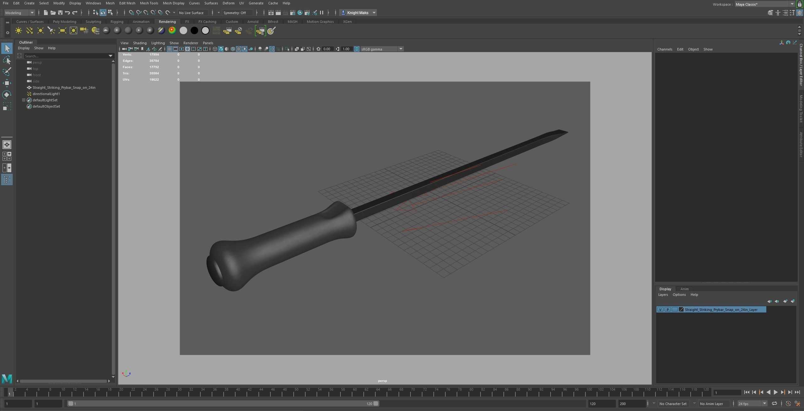Straight Striking Prybar 24in Low-poly 3D model_27