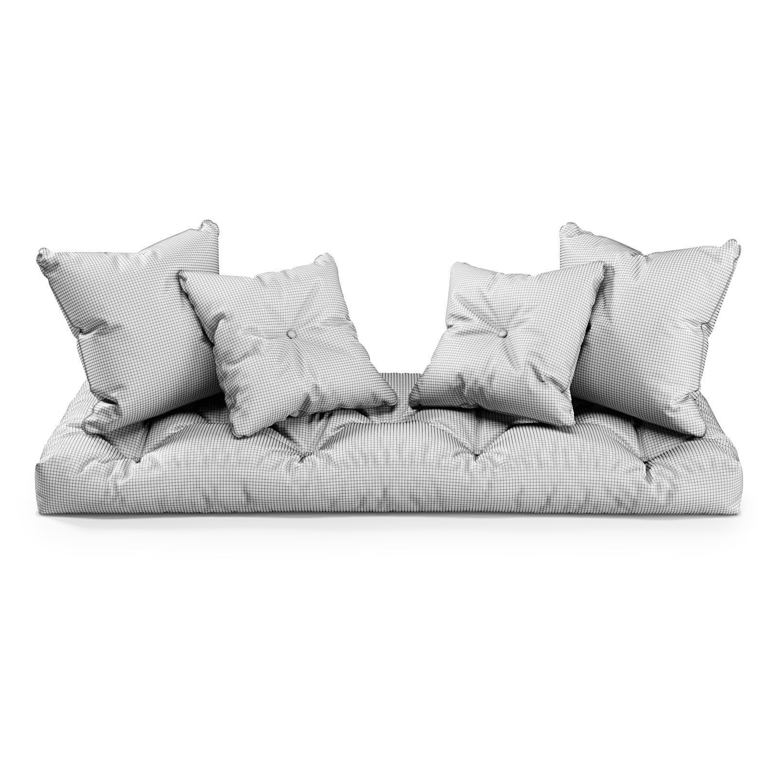 Seat Pillows Set 3 3D model_2