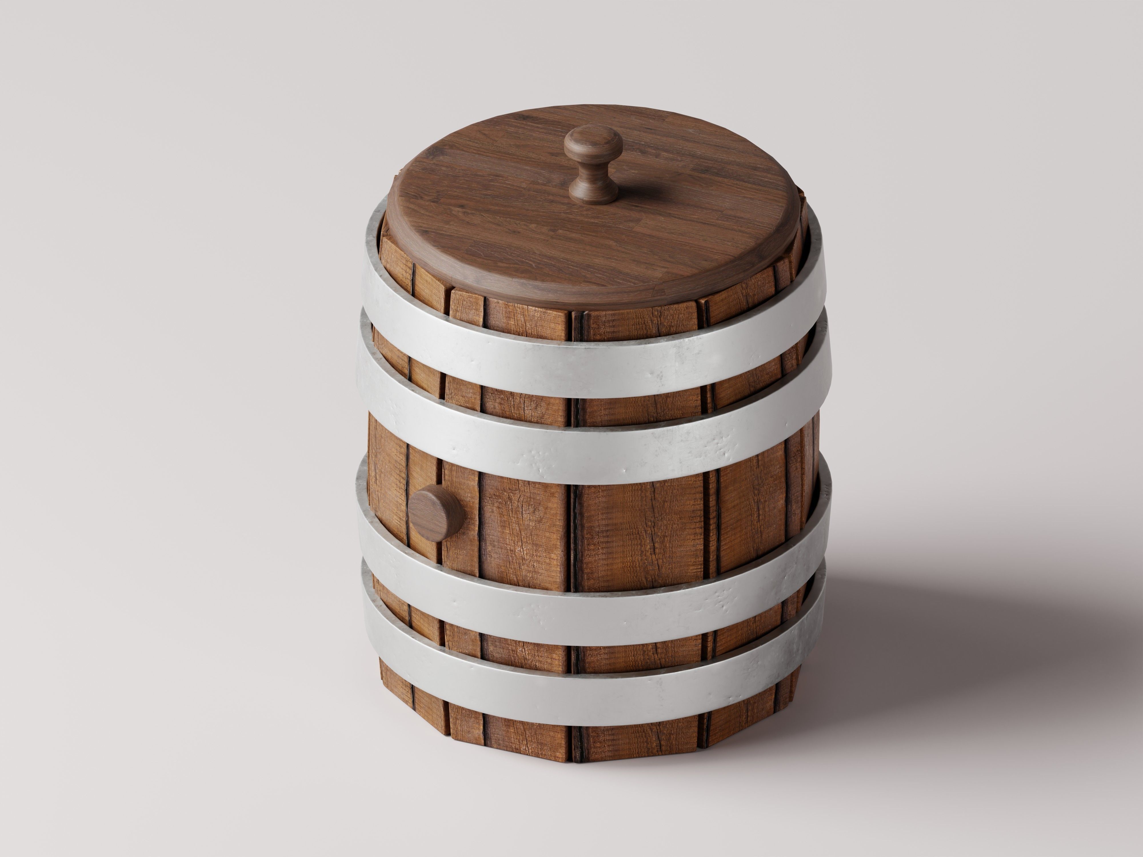 Wooden Barrel 3D Model Low-poly 3D model_3