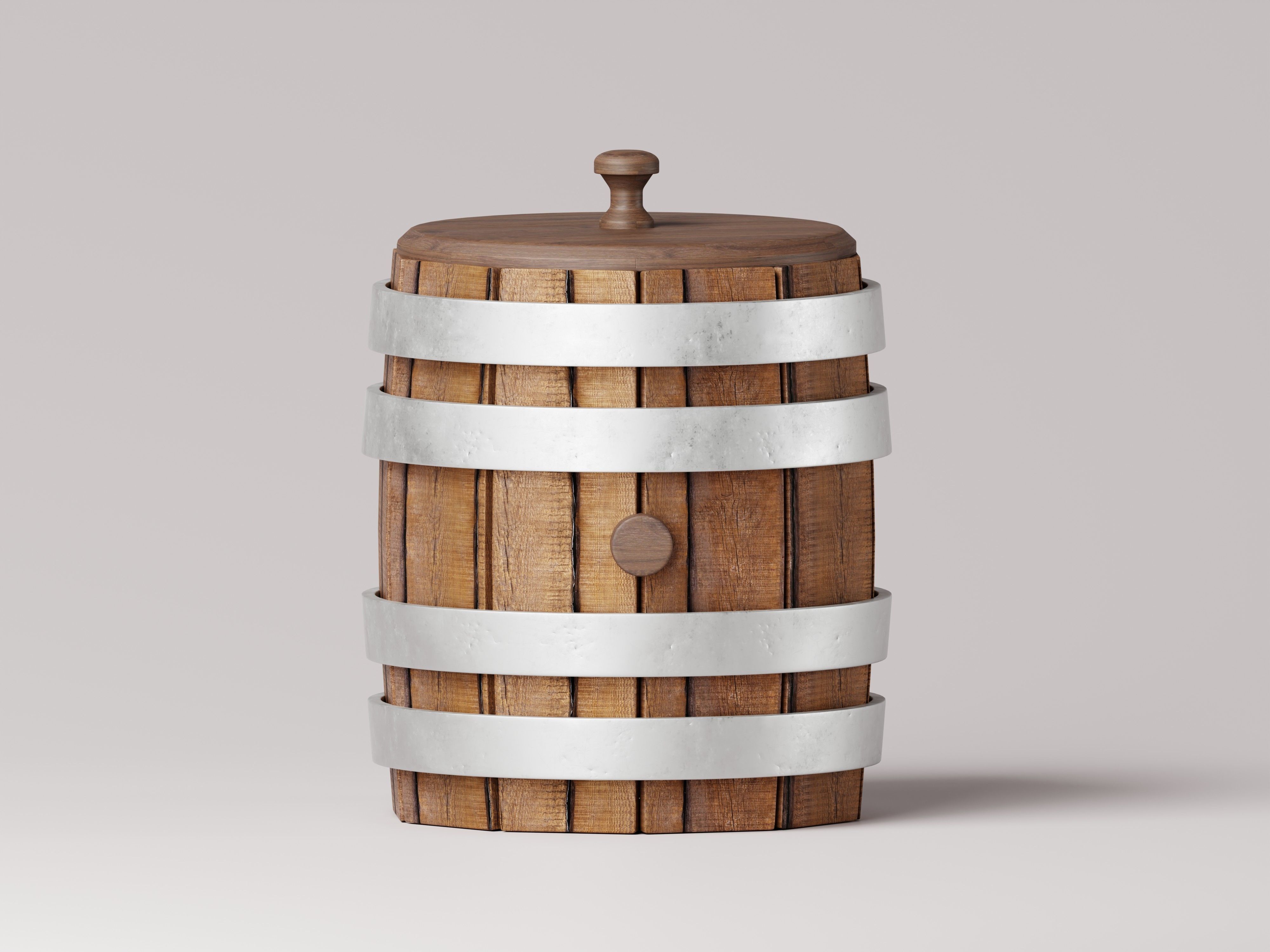 Wooden Barrel 3D Model Low-poly 3D model_4